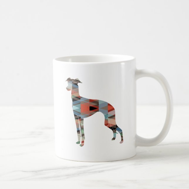 Italian Greyhound Geo Pattern Silhouette - Plaid Coffee Mug (Right)