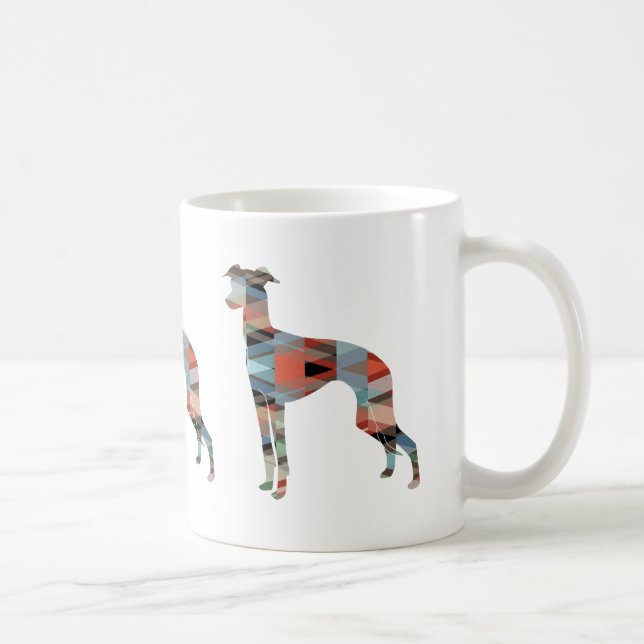 Italian Greyhound Geo Pattern Silhouette - Plaid Coffee Mug (Right)