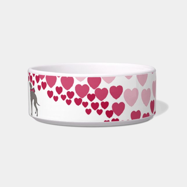 Italian Greyhound Heat Love Dog Bowl, Silly Iggy Bowl (Left)