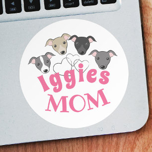 Italian greyhound Iggy Dog mom Cute funny cartoon Classic Round Sticker