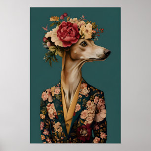 Italian Greyhound In Suit Poster, Greyhound Poster