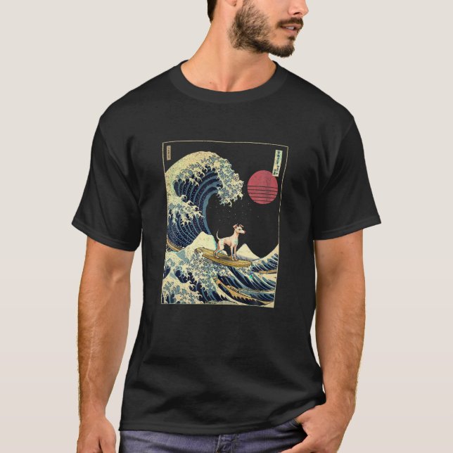 Italian Greyhound Japanese Kanagawa Wave Funny Sur T-Shirt (Front)