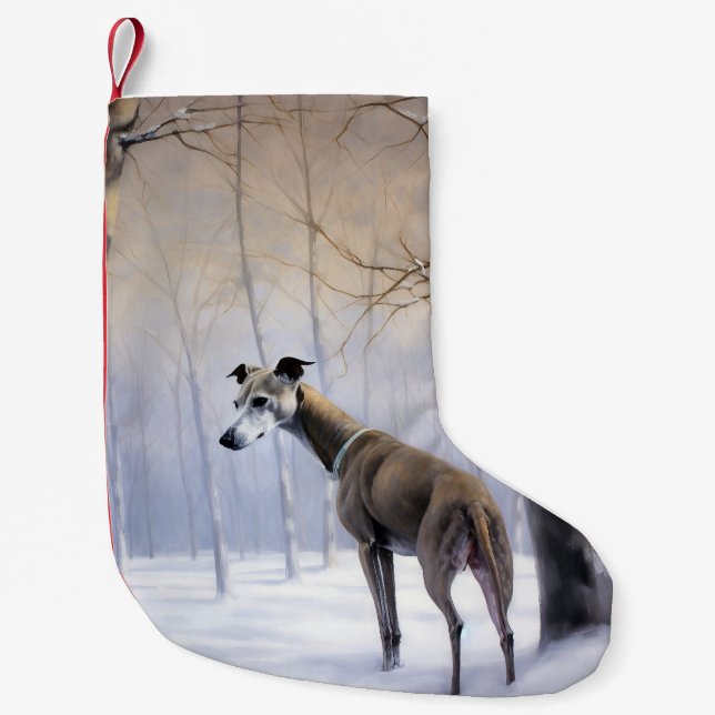 Italian Greyhound Let It Snow Christmas Small Christmas Stocking (Front)