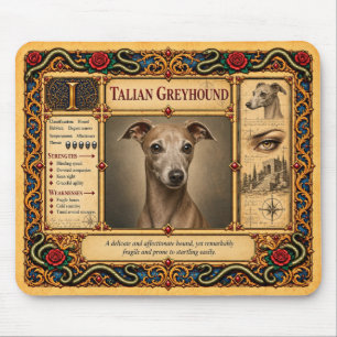 Italian Greyhound, Mediaeval Bestiary Art Mouse Pad