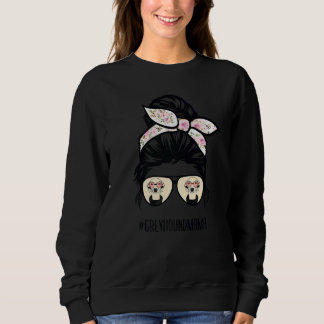 Italian Greyhound Mum Messy Bun Hair Glasses Greyh Sweatshirt
