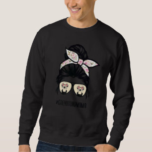 Italian Greyhound Mum Messy Bun Hair Glasses Greyh Sweatshirt