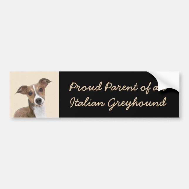 Italian Greyhound Painting - Cute Original Dog Art Bumper Sticker (Front)