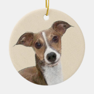 Italian Greyhound Painting - Cute Original Dog Art Ceramic Ornament
