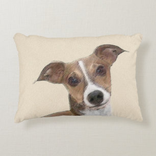 Italian Greyhound Painting - Cute Original Dog Art Decorative Cushion