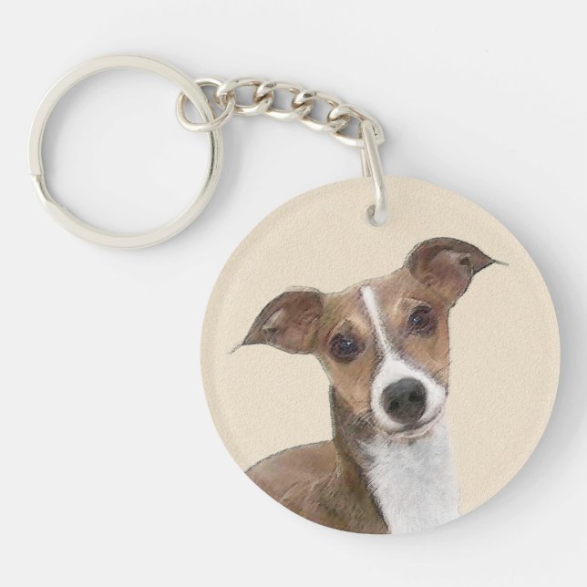 Italian Greyhound Painting - Cute Original Dog Art Key Ring (Front)