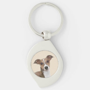 Italian Greyhound Painting - Cute Original Dog Art Key Ring