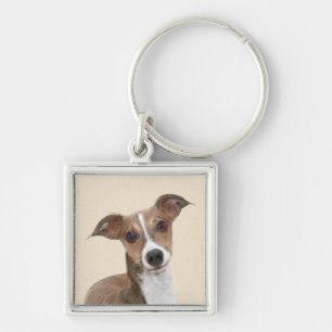 Italian Greyhound Painting - Cute Original Dog Art Key Ring