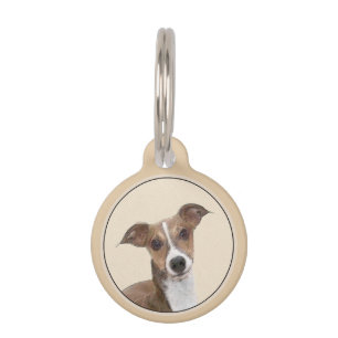 Italian Greyhound Painting - Cute Original Dog Art Pet Tag