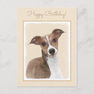 Italian Greyhound Painting - Cute Original Dog Art Postcard