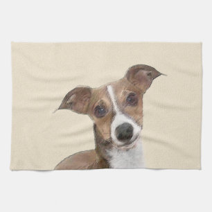Italian Greyhound Painting - Cute Original Dog Art Tea Towel