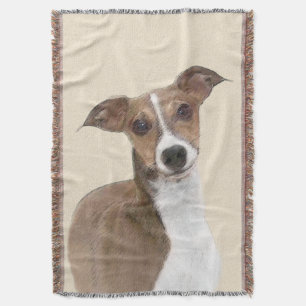 Italian Greyhound Painting - Cute Original Dog Art Throw Blanket