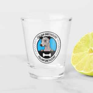 Italian Greyhound Peeking Illustration Badge Shot Glass