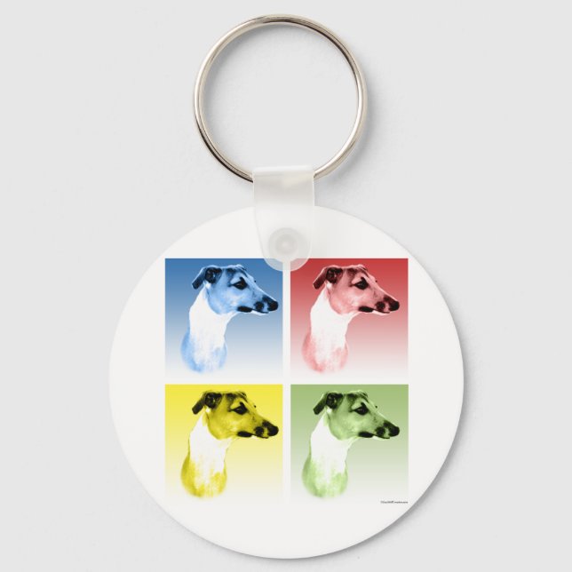 Italian Greyhound Popart Key Ring (Front)