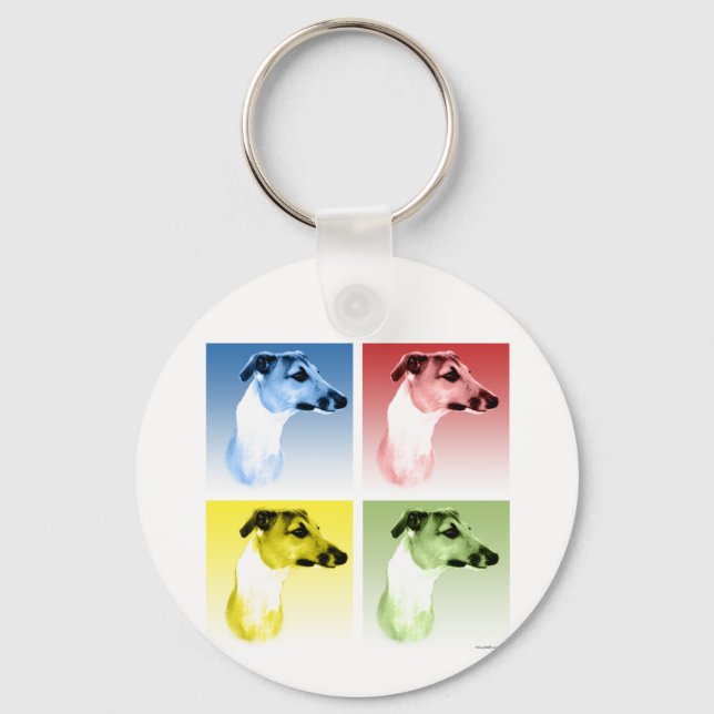 Italian Greyhound Popart Key Ring (Front)