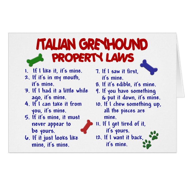 ITALIAN GREYHOUND Property Laws (Front Horizontal)