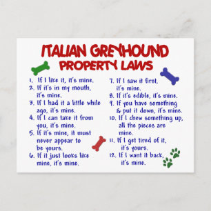 ITALIAN GREYHOUND Property Laws Postcard