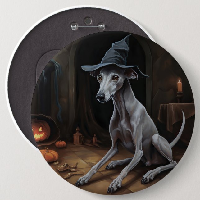 Italian Greyhound Pumpkins Halloween Scary  6 Cm Round Badge (Front & Back)