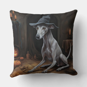 Italian Greyhound Pumpkins Halloween Scary Cushion