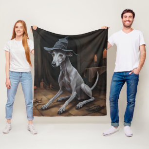 Italian Greyhound Pumpkins Halloween Scary  Fleece Blanket