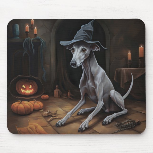 Italian Greyhound Pumpkins Halloween Scary  Mouse Pad (Front)