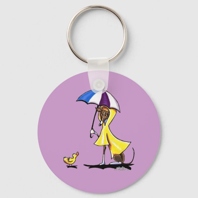 Italian Greyhound Raincoat Key Ring (Front)