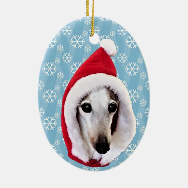 Italian Greyhound Santa Ceramic Ornament (Back)