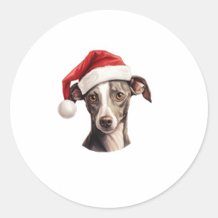 Italian Greyhound Santa Hat Christmas Sweater Pet Classic Round Sticker