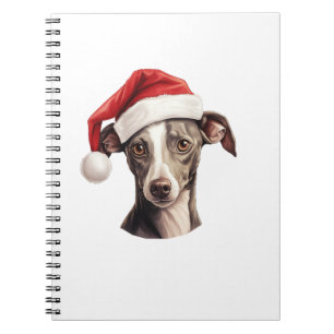 Italian Greyhound Santa Hat Christmas Sweater Pet Notebook