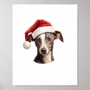 Italian Greyhound Santa Hat Christmas Sweater Pet  Poster