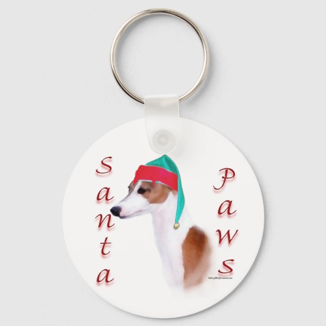 Italian Greyhound Santa Paws Keychain (Front)