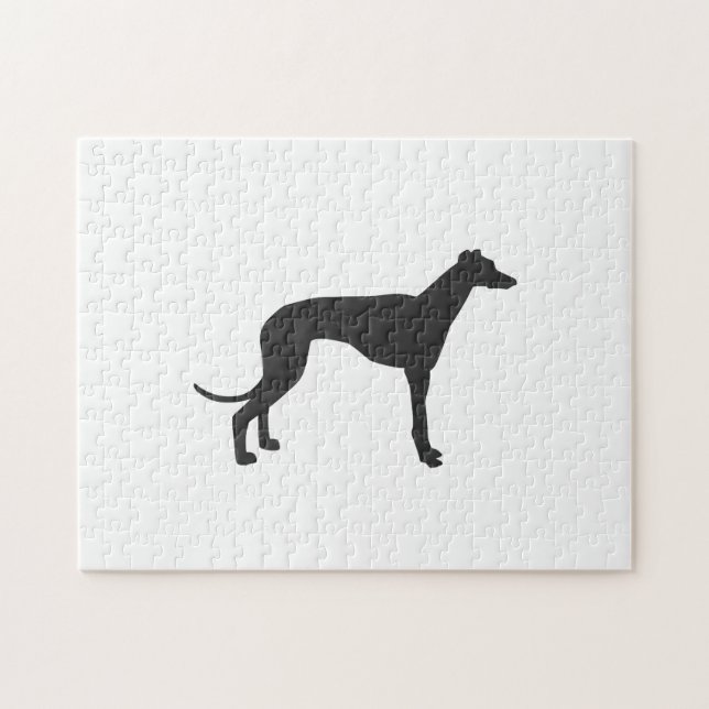 Italian Greyhound silhouette in black Jigsaw Puzzle (Horizontal)