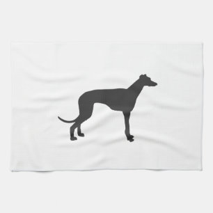 Italian Greyhound silhouette in black Tea Towel