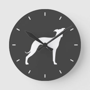 Italian Greyhound Silhouette Round Clock