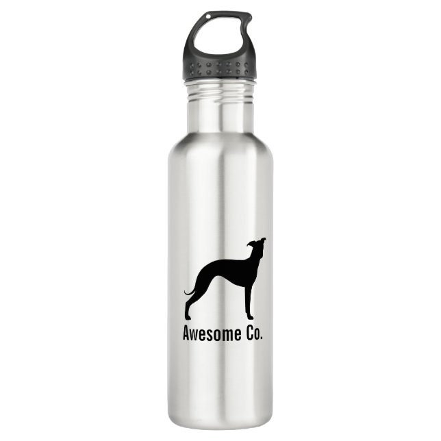 Italian Greyhound Silhouette with Custom Text 710 Ml Water Bottle (Front)