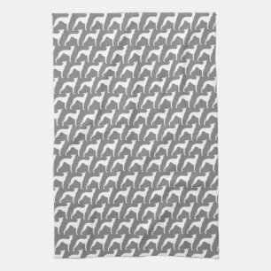 Italian Greyhound Silhouettes Pattern Iggies Tea Towel