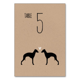 Italian Greyhound Silhouettes Wedding Reception Table Number