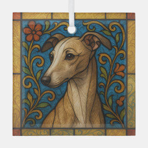 Italian Greyhound "Stained Glass"  Glass Tree Decoration