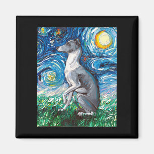 Italian Greyhound Starry Night Whippet Dog Art Magnet