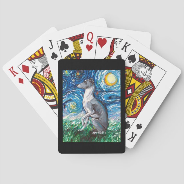 Italian Greyhound Starry Night Whippet Dog Art Playing Cards (Back)