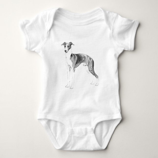 Italian Greyhound Style Baby Bodysuit (Front)
