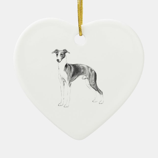 Italian Greyhound Style Ceramic Tree Decoration (Front)
