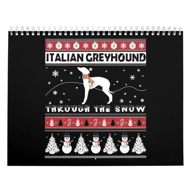 Italian Greyhound Through Snow Cute Christmas Calendar (Cover)