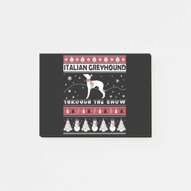 Italian Greyhound Through Snow Cute Christmas Post-it Notes (Front)