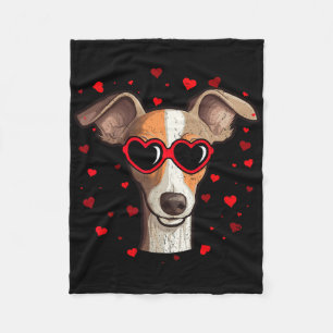 Italian Greyhound Valentine Heart Cute Dog Lovers Fleece Blanket