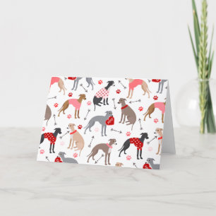 Italian Greyhound Valentine Pattern Holiday Card